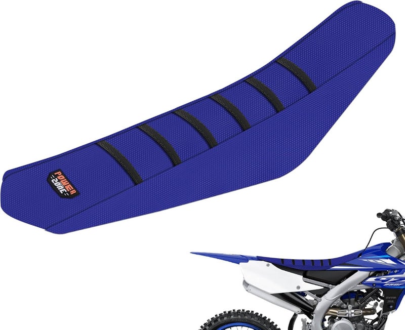 MCHMFG Motorcycle Universal Seat Cover Non-Slip Rubber Striped Gripper Soft Sewing for CRF WR WRF RMZ YZF SXF EXC EXC XC SX CR KLX Dirt Pit Bike Motocross Off Road (Blue) - Image 1